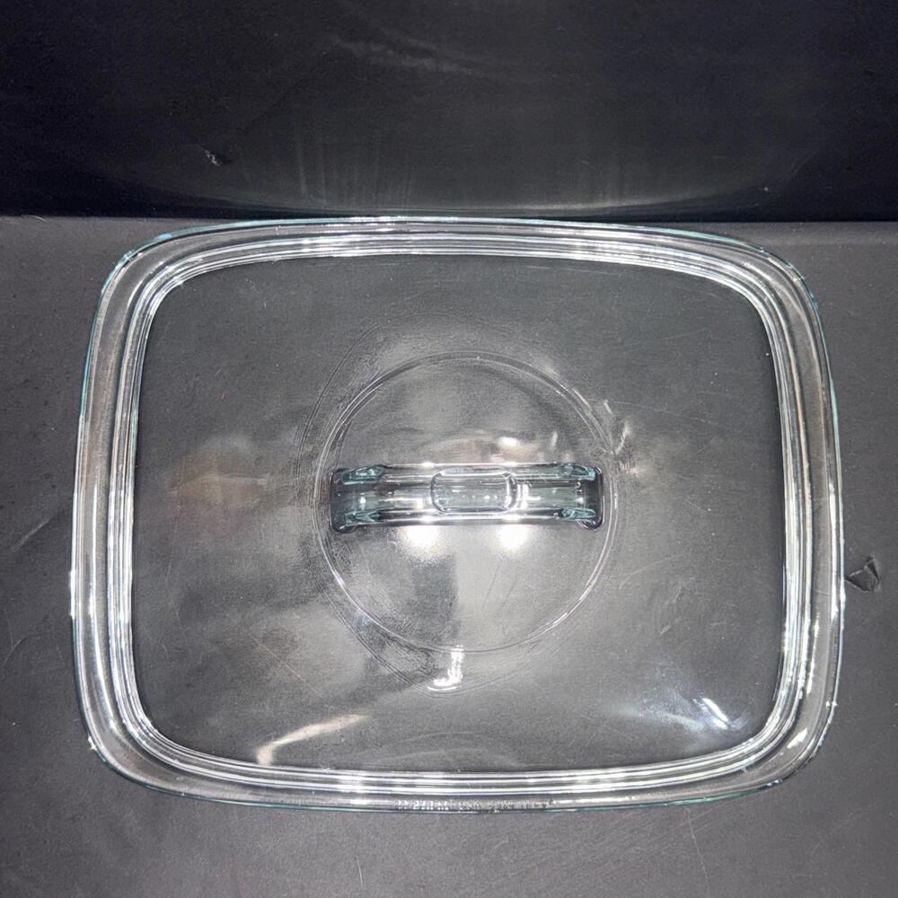Vintage Pyrex 01 C-624 Clear Blue Tint Rectangle Glass Replacement Lid Cover USA